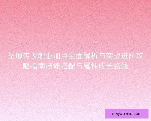 圣境传说职业加点全面解析与实战进阶攻略指南技能搭配与属性成长路线