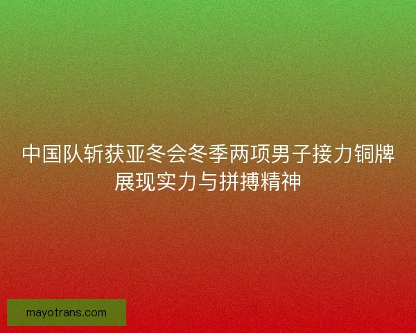 中国队斩获亚冬会冬季两项男子接力铜牌展现实力与拼搏精神